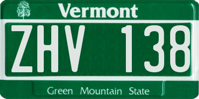 VT license plate ZHV138