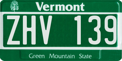 VT license plate ZHV139