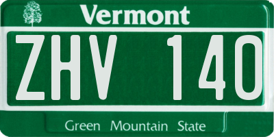 VT license plate ZHV140