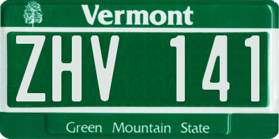 VT license plate ZHV141