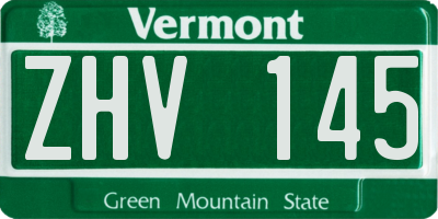 VT license plate ZHV145