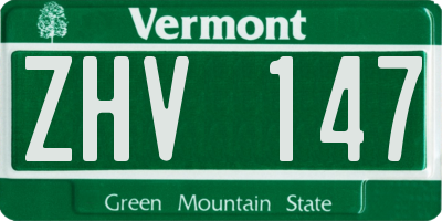 VT license plate ZHV147