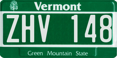 VT license plate ZHV148
