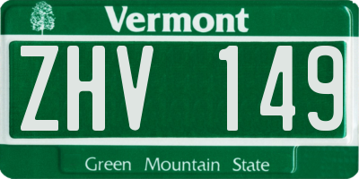 VT license plate ZHV149