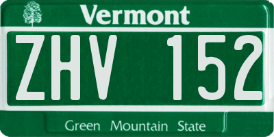 VT license plate ZHV152
