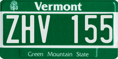 VT license plate ZHV155