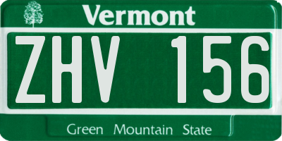 VT license plate ZHV156