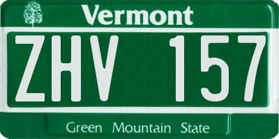 VT license plate ZHV157
