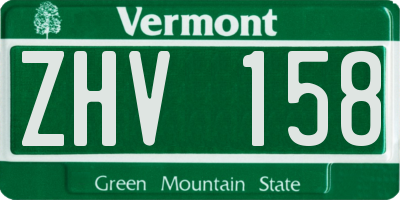 VT license plate ZHV158