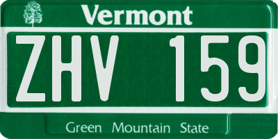 VT license plate ZHV159