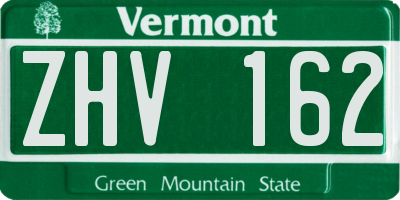 VT license plate ZHV162