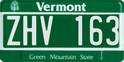 VT license plate ZHV163