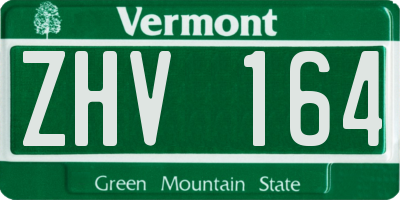 VT license plate ZHV164