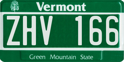 VT license plate ZHV166