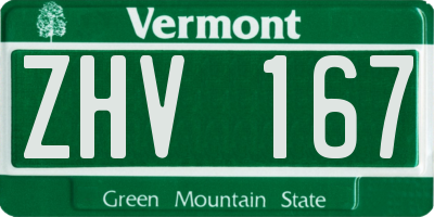 VT license plate ZHV167