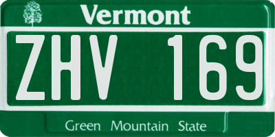 VT license plate ZHV169
