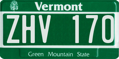 VT license plate ZHV170