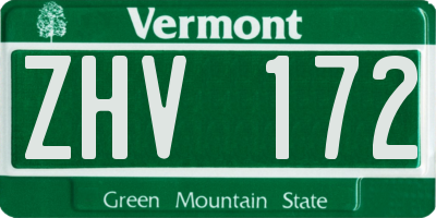 VT license plate ZHV172
