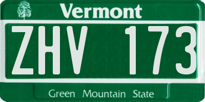 VT license plate ZHV173
