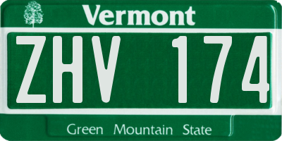 VT license plate ZHV174