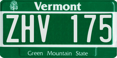 VT license plate ZHV175
