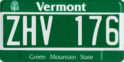 VT license plate ZHV176