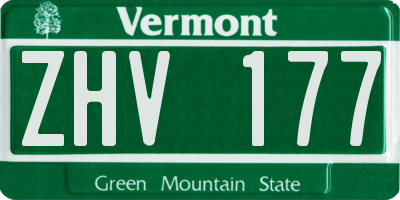 VT license plate ZHV177