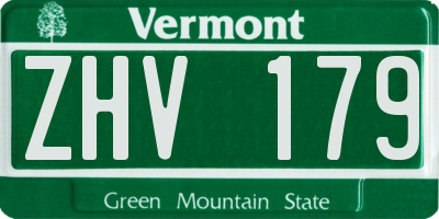 VT license plate ZHV179
