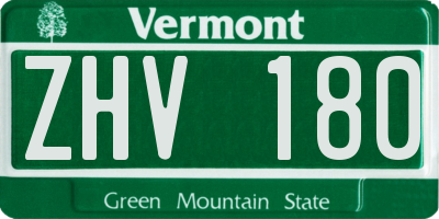 VT license plate ZHV180