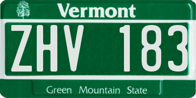 VT license plate ZHV183