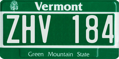 VT license plate ZHV184