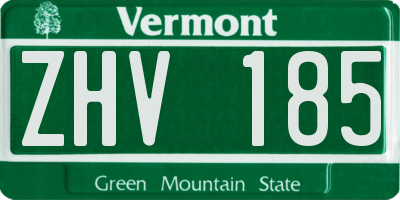 VT license plate ZHV185