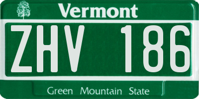 VT license plate ZHV186