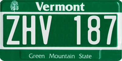 VT license plate ZHV187