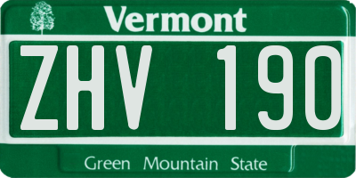 VT license plate ZHV190
