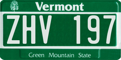 VT license plate ZHV197