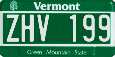 VT license plate ZHV199