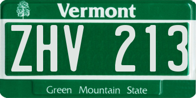 VT license plate ZHV213