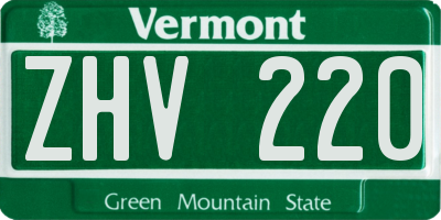 VT license plate ZHV220