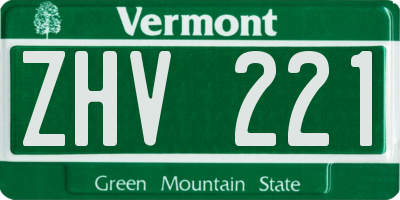 VT license plate ZHV221
