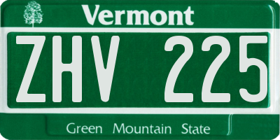 VT license plate ZHV225