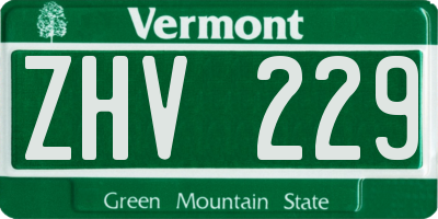 VT license plate ZHV229