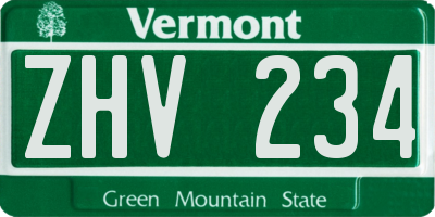 VT license plate ZHV234