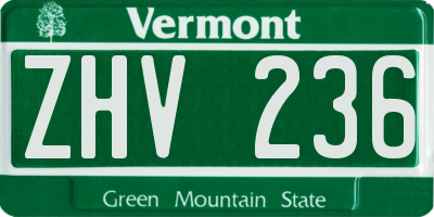 VT license plate ZHV236