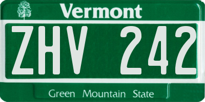 VT license plate ZHV242