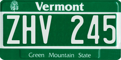 VT license plate ZHV245