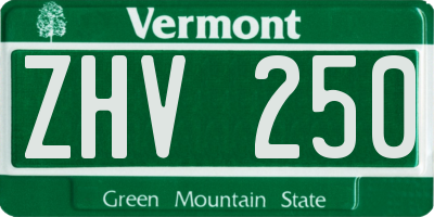 VT license plate ZHV250