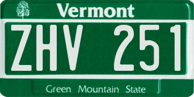 VT license plate ZHV251