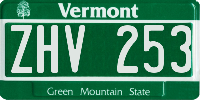 VT license plate ZHV253