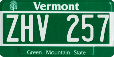 VT license plate ZHV257